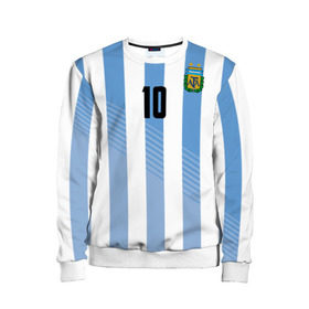 Детский свитшот 3D с принтом Месси (сборная Аргентины) в Белгороде, 100% полиэстер | свободная посадка, прямой крой, мягкая тканевая резинка на рукавах и понизу свитшота | barcelona | lionel | messi | аргентина | барселона | кубок | лионель | мира | сборная | футбол