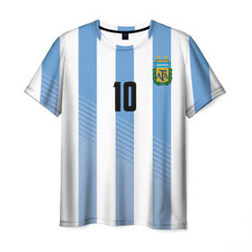 Мужская футболка 3D с принтом Месси (сборная Аргентины) в Белгороде, 100% полиэфир | прямой крой, круглый вырез горловины, длина до линии бедер | barcelona | lionel | messi | аргентина | барселона | кубок | лионель | мира | сборная | футбол