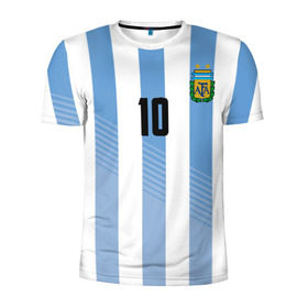 Мужская футболка 3D спортивная с принтом Месси (сборная Аргентины) в Белгороде, 100% полиэстер с улучшенными характеристиками | приталенный силуэт, круглая горловина, широкие плечи, сужается к линии бедра | Тематика изображения на принте: barcelona | lionel | messi | аргентина | барселона | кубок | лионель | мира | сборная | футбол
