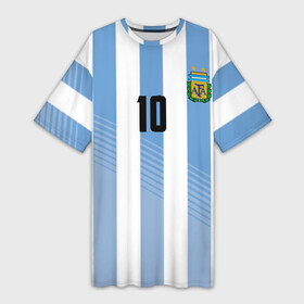 Платье-футболка 3D с принтом Месси (сборная Аргентины) в Белгороде,  |  | barcelona | lionel | messi | аргентина | барселона | кубок | лионель | мира | сборная | футбол