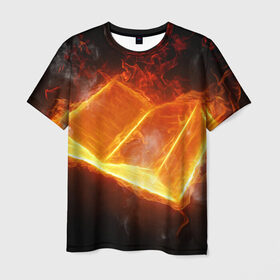 Мужская футболка 3D с принтом Знания огня в Белгороде, 100% полиэфир | прямой крой, круглый вырез горловины, длина до линии бедер | арт | дум | иллюзия | краска | лучи | огонь | пламя | прикольные | свет | текстуры