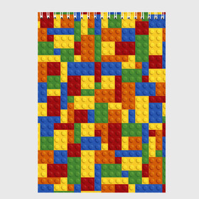 Скетчбук с принтом Конструктор лего в Белгороде, 100% бумага
 | 48 листов, плотность листов — 100 г/м2, плотность картонной обложки — 250 г/м2. Листы скреплены сверху удобной пружинной спиралью | lego | кирпичи | конструктор