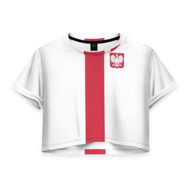 Женская футболка 3D укороченная с принтом Сборная Польша в Белгороде, 100% полиэстер | круглая горловина, длина футболки до линии талии, рукава с отворотами | левандовски | футбол