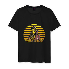 Мужская футболка хлопок с принтом Toxic Summer в Белгороде, 100% хлопок | прямой крой, круглый вырез горловины, длина до линии бедер, слегка спущенное плечо. | газ | желтый | кислота | опасно | рисунок | солнце | токсично | человек