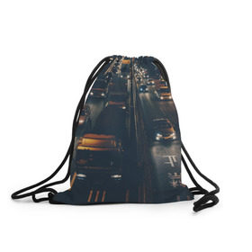 Рюкзак-мешок 3D с принтом дорога в Белгороде, 100% полиэстер | плотность ткани — 200 г/м2, размер — 35 х 45 см; лямки — толстые шнурки, застежка на шнуровке, без карманов и подкладки | sity | город | движение | дома | мегаполис | ночь