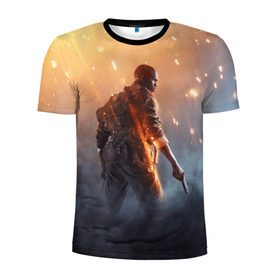 Мужская футболка 3D спортивная с принтом Battlefield в Белгороде, 100% полиэстер с улучшенными характеристиками | приталенный силуэт, круглая горловина, широкие плечи, сужается к линии бедра | батла | батлфилд