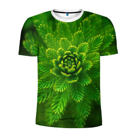 Мужская футболка 3D спортивная с принтом зеленый цветок в Белгороде, 100% полиэстер с улучшенными характеристиками | приталенный силуэт, круглая горловина, широкие плечи, сужается к линии бедра | зелень | красота | лето | листья | солнце | цветок
