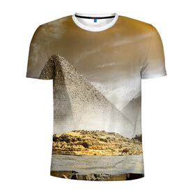 Мужская футболка 3D спортивная с принтом Egypt в Белгороде, 100% полиэстер с улучшенными характеристиками | приталенный силуэт, круглая горловина, широкие плечи, сужается к линии бедра | egypt | египет | закат | золото | клеопатра | мумия | песок | пирамиды | пустыня | солнце