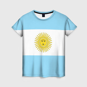 Женская футболка 3D с принтом Аргентина в Белгороде, 100% полиэфир ( синтетическое хлопкоподобное полотно) | прямой крой, круглый вырез горловины, длина до линии бедер | 