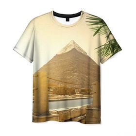 Мужская футболка 3D с принтом Egypt в Белгороде, 100% полиэфир | прямой крой, круглый вырез горловины, длина до линии бедер | Тематика изображения на принте: egypt | египет | закат | золото | клеопатра | мумия | песок | пирамиды | пустыня | солнце