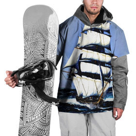 Накидка на куртку 3D с принтом Парусник в Белгороде, 100% полиэстер |  | Тематика изображения на принте: blue | волны | корабль | море | океан