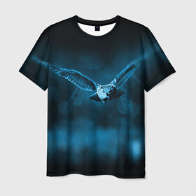 Мужская футболка 3D с принтом сова в Белгороде, 100% полиэфир | прямой крой, круглый вырез горловины, длина до линии бедер | Тематика изображения на принте: dark | клюв | лес | ночь | перья | птица | сова | темнота | филин