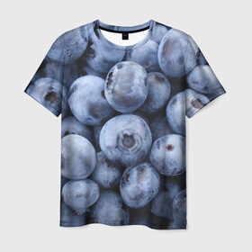 Мужская футболка 3D с принтом ягода в Белгороде, 100% полиэфир | прямой крой, круглый вырез горловины, длина до линии бедер | голубика | лето | сладости | текстура | черника | ягода
