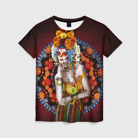 Женская футболка 3D с принтом День мертвецов в Белгороде, 100% полиэфир ( синтетическое хлопкоподобное полотно) | прямой крой, круглый вырез горловины, длина до линии бедер | Тематика изображения на принте: 