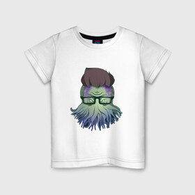 Детская футболка хлопок с принтом Ктулху-хипстер в Белгороде, 100% хлопок | круглый вырез горловины, полуприлегающий силуэт, длина до линии бедер | Тематика изображения на принте: 