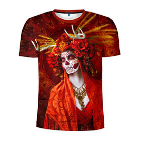 Мужская футболка 3D спортивная с принтом День мертвецов в Белгороде, 100% полиэстер с улучшенными характеристиками | приталенный силуэт, круглая горловина, широкие плечи, сужается к линии бедра | cobwebs | color | day of the dead | dead | death | eyes | girl | halloween | holiday | makeup | mask | mexican skull | mexico | ornament | pattern | взгляд | девушка | день мертвых | макияж | маска | мексика | мексиканский череп | мертвецов | орнамент | п