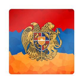 Магнит виниловый Квадрат с принтом Армения в Белгороде, полимерный материал с магнитным слоем | размер 9*9 см, закругленные углы | Тематика изображения на принте: герб | флаг