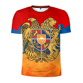 Мужская футболка 3D спортивная с принтом Армения в Белгороде, 100% полиэстер с улучшенными характеристиками | приталенный силуэт, круглая горловина, широкие плечи, сужается к линии бедра | герб | флаг