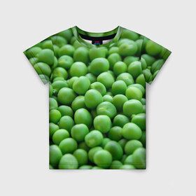 Детская футболка 3D с принтом горошек в Белгороде, 100% гипоаллергенный полиэфир | прямой крой, круглый вырез горловины, длина до линии бедер, чуть спущенное плечо, ткань немного тянется | Тематика изображения на принте: горох | горошек | зелень | лето