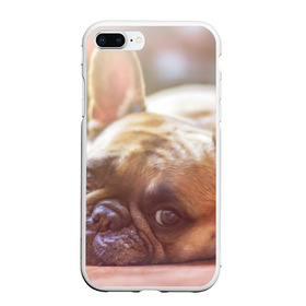 Чехол для iPhone 7Plus/8 Plus матовый с принтом французский бульдог в Белгороде, Силикон | Область печати: задняя сторона чехла, без боковых панелей | dog | бульдог | друг | собака | язык