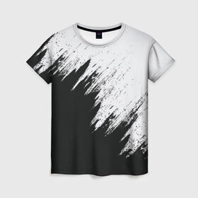 Женская футболка 3D с принтом Краска и ничего лишнего! в Белгороде, 100% полиэфир ( синтетическое хлопкоподобное полотно) | прямой крой, круглый вырез горловины, длина до линии бедер | белый | дизайн | капли | краска | монохромный | разводы | черный