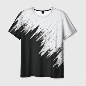 Мужская футболка 3D с принтом Краска и ничего лишнего! в Белгороде, 100% полиэфир | прямой крой, круглый вырез горловины, длина до линии бедер | белый | дизайн | капли | краска | монохромный | разводы | черный