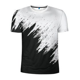 Мужская футболка 3D спортивная с принтом Краска и ничего лишнего! в Белгороде, 100% полиэстер с улучшенными характеристиками | приталенный силуэт, круглая горловина, широкие плечи, сужается к линии бедра | белый | дизайн | капли | краска | монохромный | разводы | черный