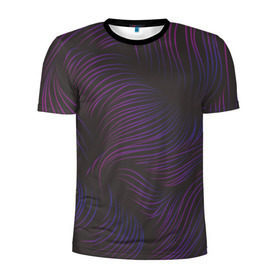 Мужская футболка 3D спортивная с принтом Пурпурные волны в Белгороде, 100% полиэстер с улучшенными характеристиками | приталенный силуэт, круглая горловина, широкие плечи, сужается к линии бедра | абстракция | арт | волны | пурпурный