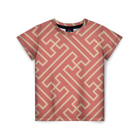 Детская футболка 3D с принтом Прекрасная геометрия в Белгороде, 100% гипоаллергенный полиэфир | прямой крой, круглый вырез горловины, длина до линии бедер, чуть спущенное плечо, ткань немного тянется | бежевый | волны | геометрия | иллюзия | классно | красиво | красный | круто | линия | обман | полосы | цвет