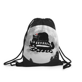 Рюкзак-мешок 3D с принтом Totoro в Белгороде, 100% полиэстер | плотность ткани — 200 г/м2, размер — 35 х 45 см; лямки — толстые шнурки, застежка на шнуровке, без карманов и подкладки | котобус | рождество