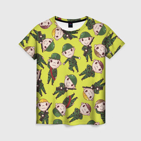 Женская футболка 3D с принтом Солдатики в Белгороде, 100% полиэфир ( синтетическое хлопкоподобное полотно) | прямой крой, круглый вырез горловины, длина до линии бедер | армия | военные | воины | камуфляж | прикольные | солдаты | текстуры
