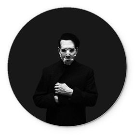 Коврик круглый с принтом Marilyn Manson в Белгороде, резина и полиэстер | круглая форма, изображение наносится на всю лицевую часть | Тематика изображения на принте: звезда | знаменитость | музыка | мэрилин мэнсон | певец | рокер