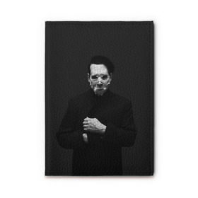 Обложка для автодокументов с принтом Marilyn Manson в Белгороде, натуральная кожа |  размер 19,9*13 см; внутри 4 больших “конверта” для документов и один маленький отдел — туда идеально встанут права | звезда | знаменитость | музыка | мэрилин мэнсон | певец | рокер