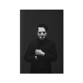 Обложка для паспорта матовая кожа с принтом Marilyn Manson в Белгороде, натуральная матовая кожа | размер 19,3 х 13,7 см; прозрачные пластиковые крепления | Тематика изображения на принте: звезда | знаменитость | музыка | мэрилин мэнсон | певец | рокер
