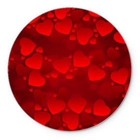 Коврик круглый с принтом Красные сердца в Белгороде, резина и полиэстер | круглая форма, изображение наносится на всю лицевую часть | heart | red | любовь | орнамент | сердце | узор