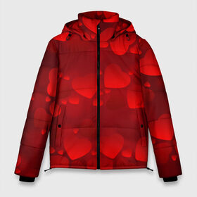 Мужская зимняя куртка 3D с принтом Красные сердца в Белгороде, верх — 100% полиэстер; подкладка — 100% полиэстер; утеплитель — 100% полиэстер | длина ниже бедра, свободный силуэт Оверсайз. Есть воротник-стойка, отстегивающийся капюшон и ветрозащитная планка. 

Боковые карманы с листочкой на кнопках и внутренний карман на молнии. | heart | red | любовь | орнамент | сердце | узор