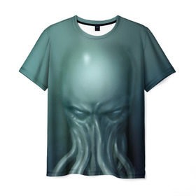 Мужская футболка 3D с принтом Ктулху в Белгороде, 100% полиэфир | прямой крой, круглый вырез горловины, длина до линии бедер | Тематика изображения на принте: cthulhu | ctulhu | осьминог