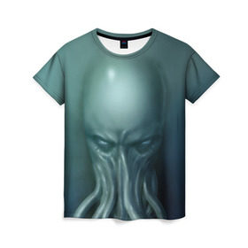 Женская футболка 3D с принтом Ктулху в Белгороде, 100% полиэфир ( синтетическое хлопкоподобное полотно) | прямой крой, круглый вырез горловины, длина до линии бедер | cthulhu | ctulhu | осьминог
