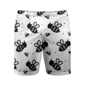 Мужские шорты 3D спортивные с принтом Рой пчёл в Белгороде,  |  | белый | бзз | жало | круто | много | пчела | пчелы | рисунок | рой | стая | текстура | черный