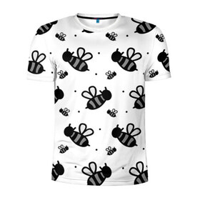 Мужская футболка 3D спортивная с принтом Рой пчёл в Белгороде, 100% полиэстер с улучшенными характеристиками | приталенный силуэт, круглая горловина, широкие плечи, сужается к линии бедра | белый | бзз | жало | круто | много | пчела | пчелы | рисунок | рой | стая | текстура | черный