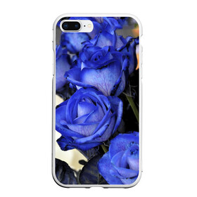 Чехол для iPhone 7Plus/8 Plus матовый с принтом Синие розы в Белгороде, Силикон | Область печати: задняя сторона чехла, без боковых панелей | девушкам | розы | синие | цветы
