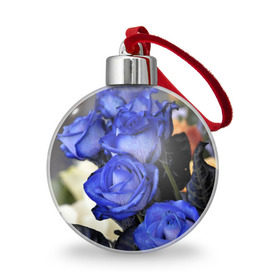 Ёлочный шар с принтом Синие розы в Белгороде, Пластик | Диаметр: 77 мм | девушкам | розы | синие | цветы
