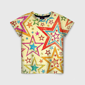 Детская футболка 3D с принтом Звезда в Белгороде, 100% гипоаллергенный полиэфир | прямой крой, круглый вырез горловины, длина до линии бедер, чуть спущенное плечо, ткань немного тянется | звёзды | орнамент | прикольные картинки | узор | цвет