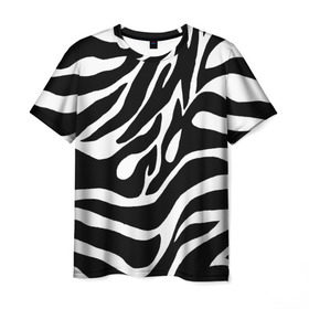 Мужская футболка 3D с принтом Зебра в Белгороде, 100% полиэфир | прямой крой, круглый вырез горловины, длина до линии бедер | Тематика изображения на принте: животные | зебра | полосы | текстуры | черно белый