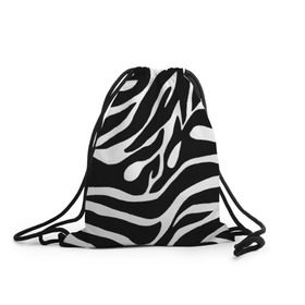 Рюкзак-мешок 3D с принтом Зебра в Белгороде, 100% полиэстер | плотность ткани — 200 г/м2, размер — 35 х 45 см; лямки — толстые шнурки, застежка на шнуровке, без карманов и подкладки | животные | зебра | полосы | текстуры | черно белый