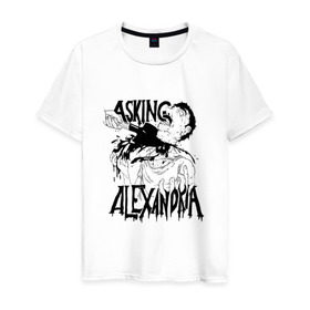 Мужская футболка хлопок с принтом Asking Alexandria в Белгороде, 100% хлопок | прямой крой, круглый вырез горловины, длина до линии бедер, слегка спущенное плечо. | alternative | asking alexandria | hardcore | metal | post hardcore | rock | scream | sxe