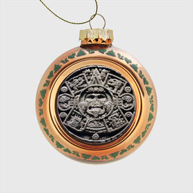 Стеклянный ёлочный шар с принтом Календарь ацтеков в Белгороде, Стекло | Диаметр: 80 мм | Тематика изображения на принте: ацтеки | древняя цивилизация | индейцы | майя | южная америка