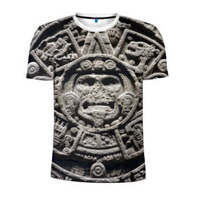 Мужская футболка 3D спортивная с принтом Календарь ацтеков в Белгороде, 100% полиэстер с улучшенными характеристиками | приталенный силуэт, круглая горловина, широкие плечи, сужается к линии бедра | ацтеки | древняя цивилизация | индейцы | майя | южная америка