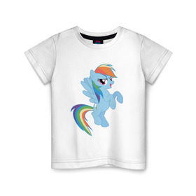 Детская футболка хлопок с принтом rainbow dash в Белгороде, 100% хлопок | круглый вырез горловины, полуприлегающий силуэт, длина до линии бедер | Тематика изображения на принте: cute | my little pony | pony | rainbow dash