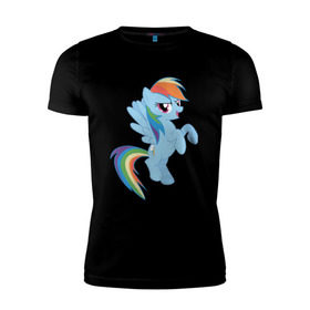 Мужская футболка премиум с принтом rainbow dash в Белгороде, 92% хлопок, 8% лайкра | приталенный силуэт, круглый вырез ворота, длина до линии бедра, короткий рукав | Тематика изображения на принте: cute | my little pony | pony | rainbow dash